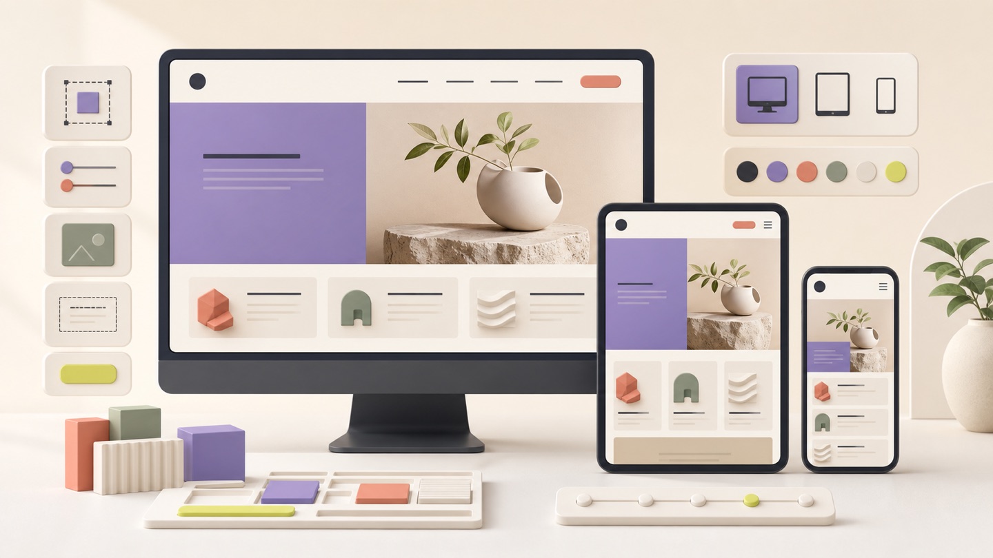 The same website layout adapted across desktop, tablet, and mobile screens
